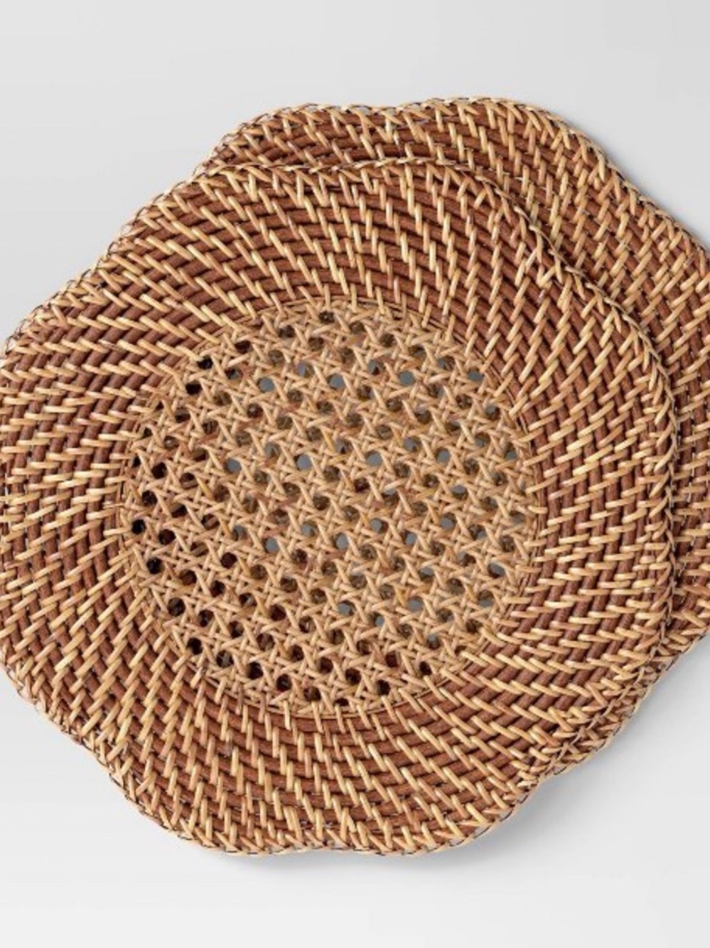 3!!!! THRESHOLD NWT Woven Charger -Dark Walnut